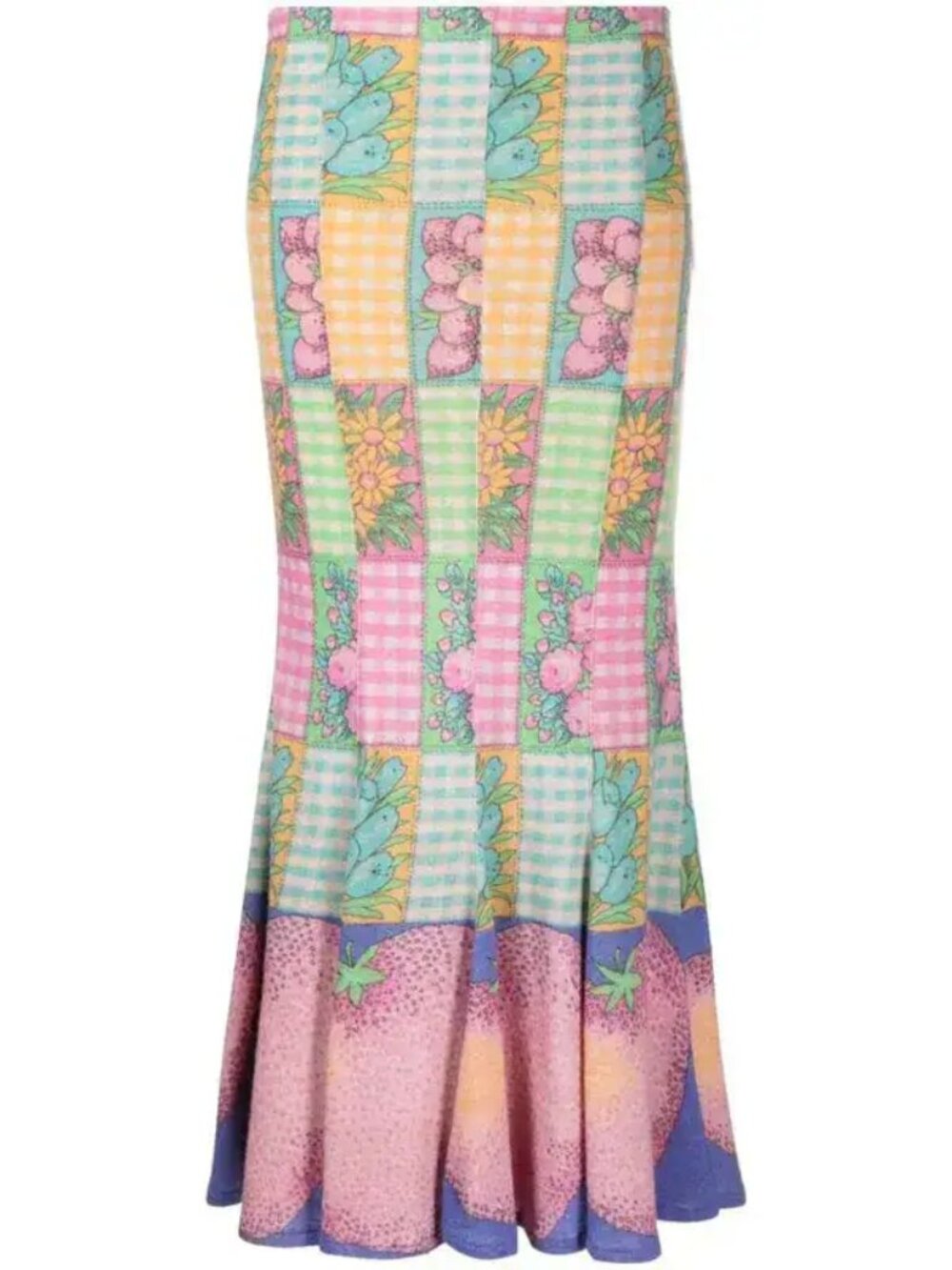 NWT ERL Printed Fluted Maxi Skirt Graphic Print Designer Size L MSRP $1424